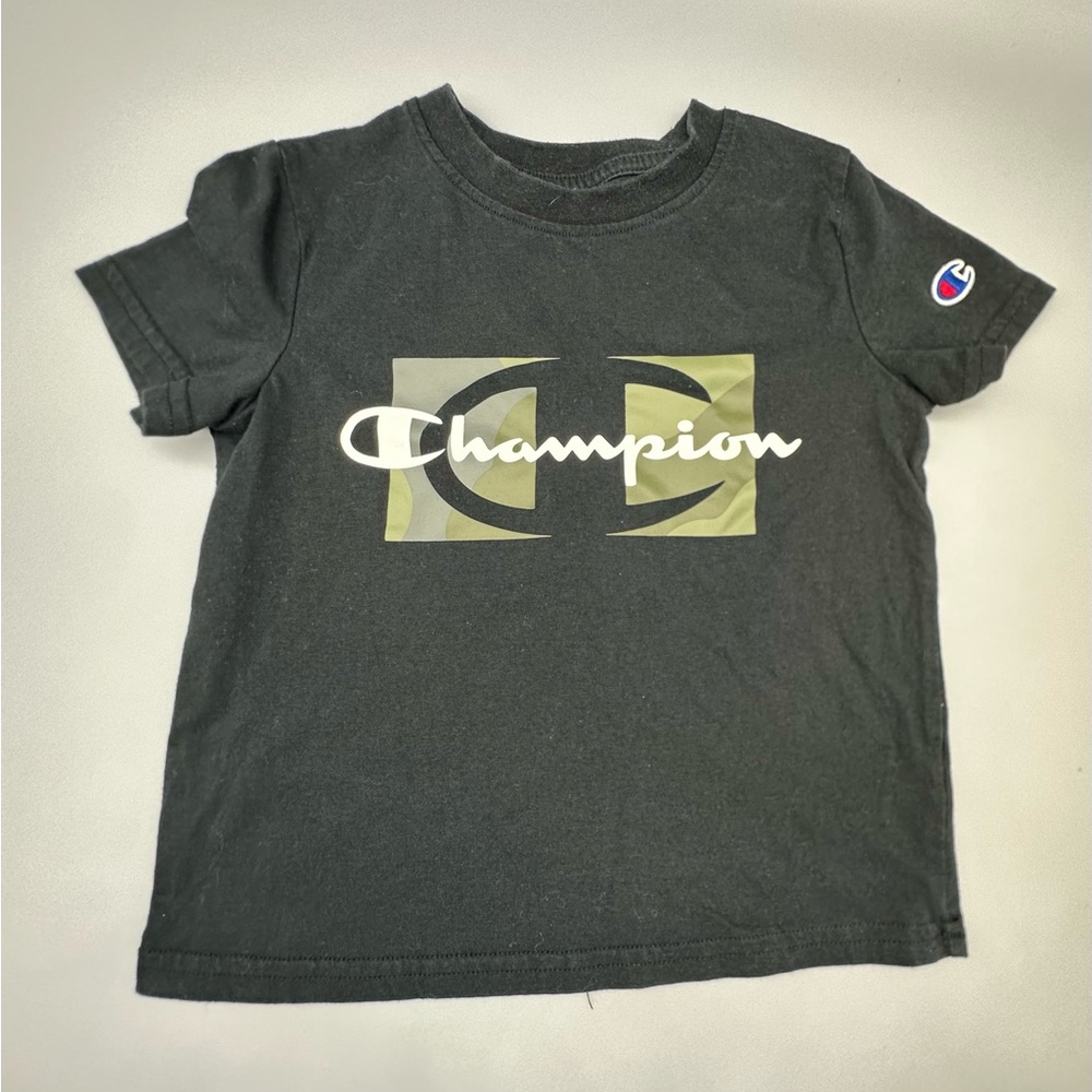 Champion Toddler Boys Shirt Black Graphic Logo Short Sleeve
